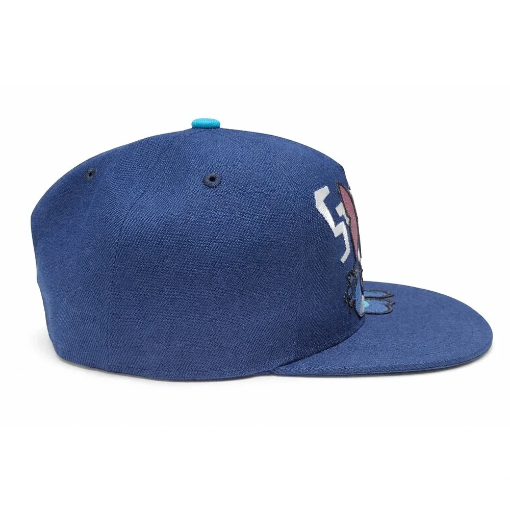 DISNEY Stitch Snapback Hat Blue Embroidered Adjustable Cap‎ One Size